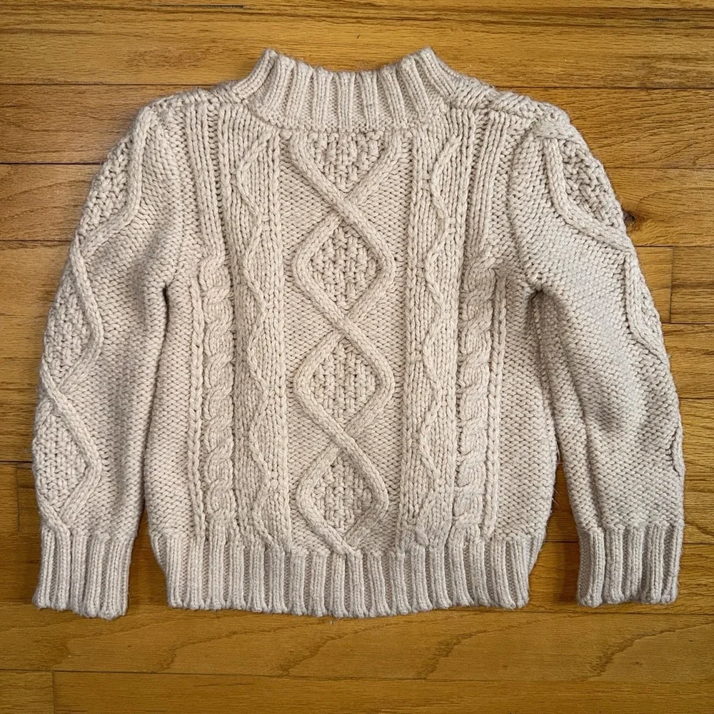 Gymboree Girls Cable Knit Beige Sweater Size 4 Cozy Preppy‎ Academia Fisherman
